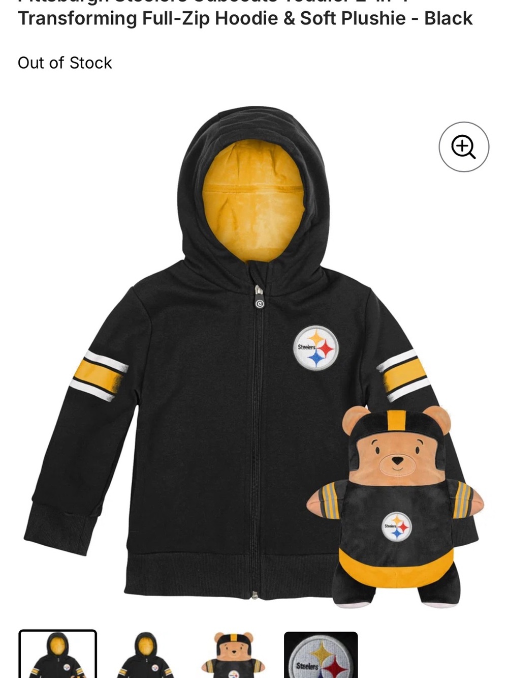 Toddler Black & Gold Hooded Zip Jacket that turns into a Bear! “Cub coat”